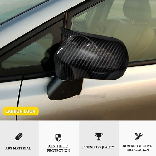 Carbon Fiber Look Left & Right Car Rear Mirror Cover Cap For Honda Civic 2006-11 - Picture 2 of 8