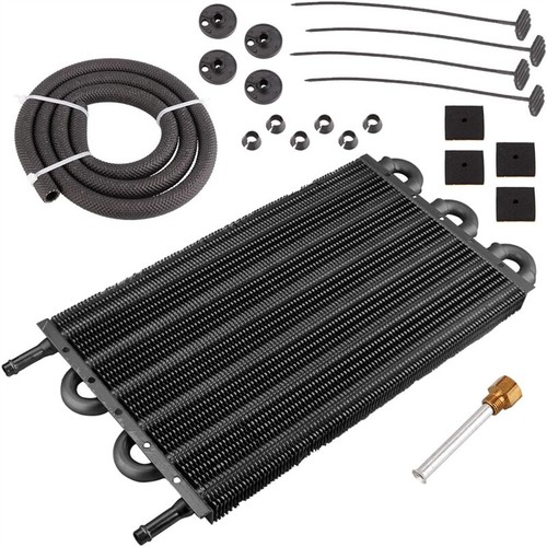 6 Rows Universal Aluminum Remote Transmission Oil Cooler Radiator Converter Kit - Picture 2 of 7