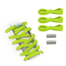 No Tie Shoelaces Elastic Shoe Laces 3Pcs with 2 Metal Buckles, Light Green