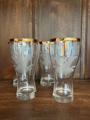 Anhueser Busch Gold Rimmed Crystal Pilsner Glasses - Set of 4