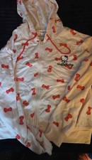 Hello Kitty Pink Zip Up Hoodie With Bows Size Large Womens