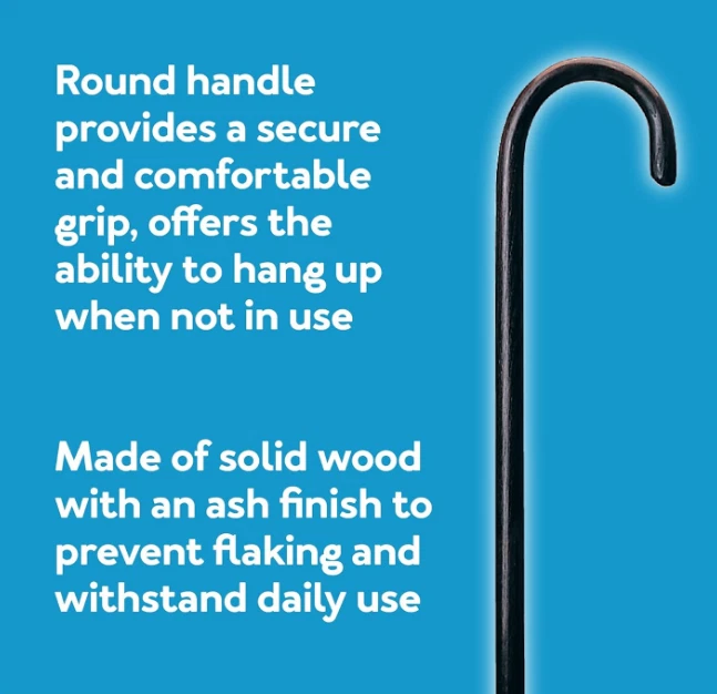 Carex Wooden Walking Cane, Round Handle Wood Cane with Natural Ash Finish and Ru - Image 4 of 4