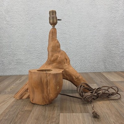 Rustic Driftwood Table Lamp Base Unique Natural Wood Mid Century Modern