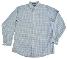 Eddie Bauer Blue Plaid Wrinkle Free Relaxed Fit Long Sleeve Shirt Size Tall L TL
