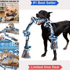 Dog Rope Toy 3 Feet 5 Knots Natural Cotton Large Medium Aggressive Chewers Tug