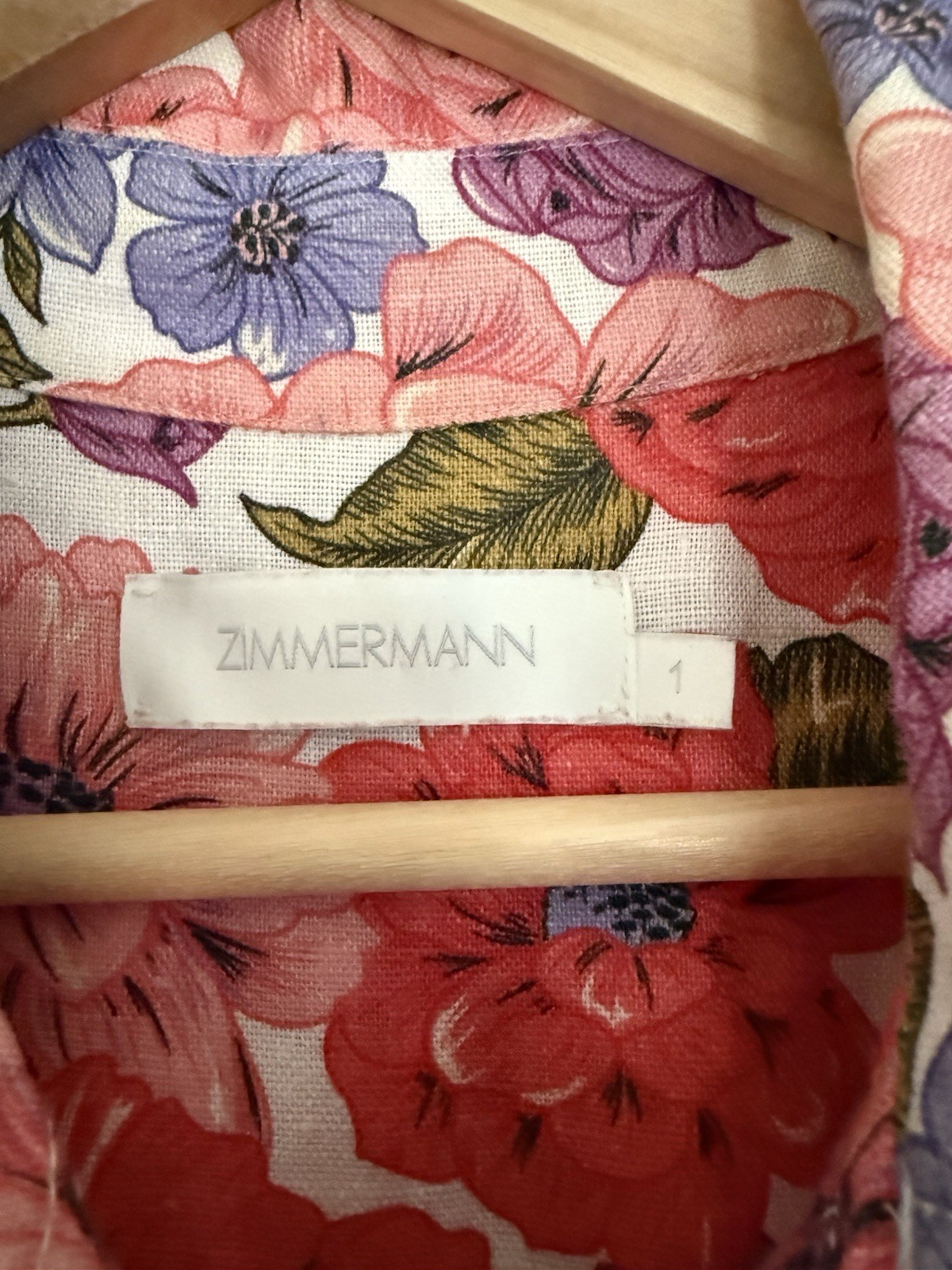 ZIMMERMANN Size 1 POPPY BELTED SAFARI JUMPSUIT IN CRIMSON FLORAL RRP$850