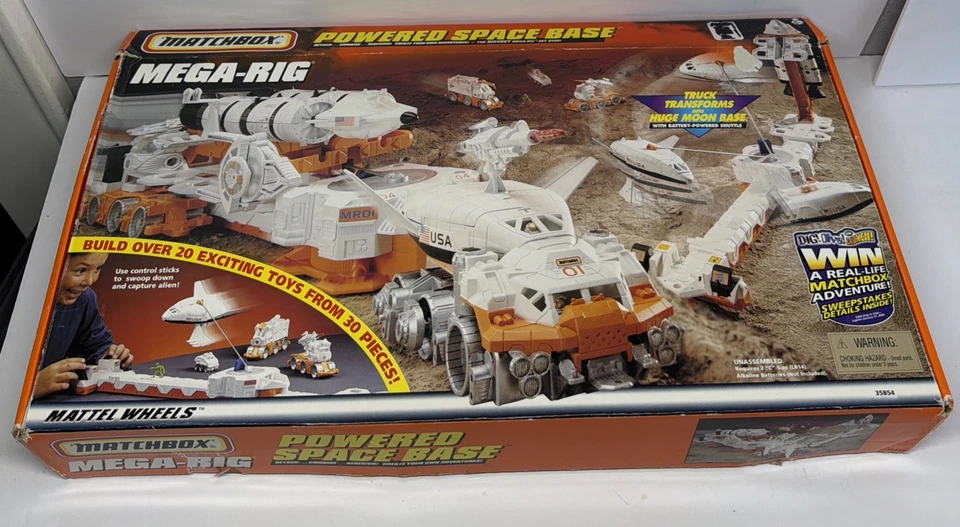 MATCHBOX MEGA RIG SPACE BASE MOON PLAYSET MATTEL 35854 COMPLETE OPEN BOX - Image 2 of 4