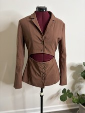 Zara Brown Blazer Women Size Medium Long Sleeve Button Front