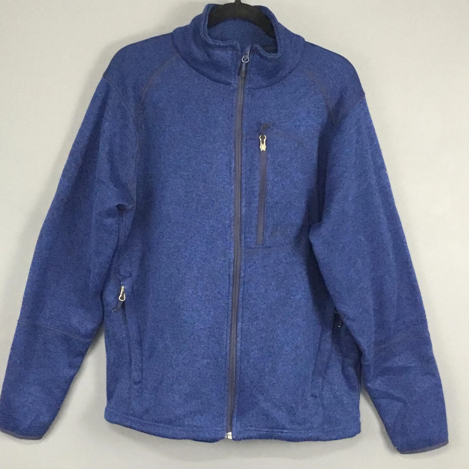 Avalanche Jacket Mens Large Blue Full Zip Sweater Fleece Mock Neck Outdoor