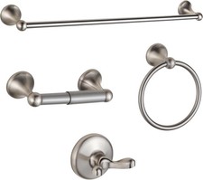 Bathroom Accessory Set Brushed Nickel Adjustable Expandable Towel Bar 4-Piece