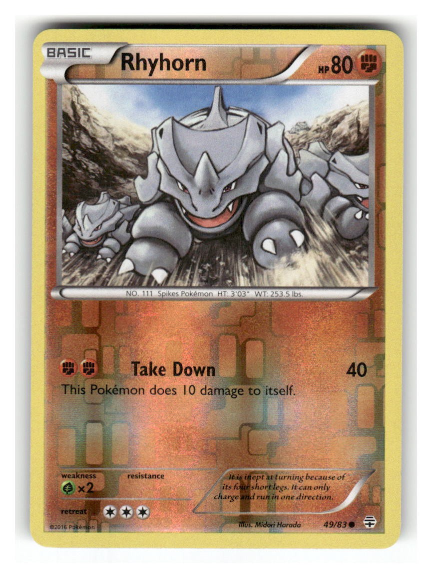 Rhyhorn 49/83 Common Generations Pokemon Reverse Holo Lightly Played