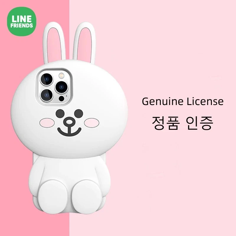 Funda para teléfono celular LINE Friends Cony iPhone 12 de silicona blanca y rosa conejo conejito  Foto 4 de 4
