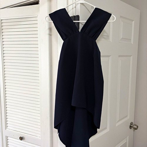 Sachin & Babi Navy V-Neck Sleeveless Blouse Zip, Women's XS