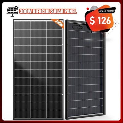 Bifacial 300W N-Type 12V Solar Panel 18BB Mono HighEfficiency for Sunsh/RV/Home