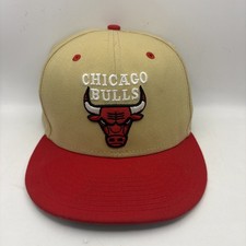 Rare Chicago Bulls Hat New Era 59FIFTY NBA Cap Tan Red Two Tone Fitted Size 8