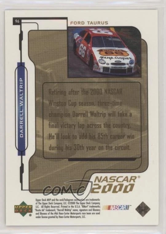 2000 Upper Deck MVP Gold Script /125 Darrell Waltrip #96 HOF - Image 2 of 2
