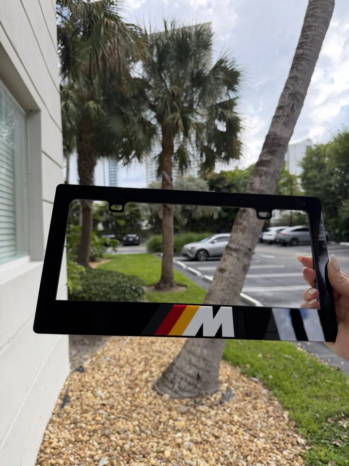 Bmw M German Flag 3D Handmade Logo License Plate Frame–Glossy Black,Made in USA - Image 3 of 4