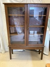 Brown Wood & Glass Display Cabinet, 2 Doors, 3 Shelves