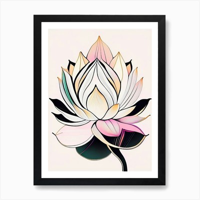 Lotusblume Muster Abstrakte Linie Gerahmt Wandbild Poster Leinwanddruck Bild