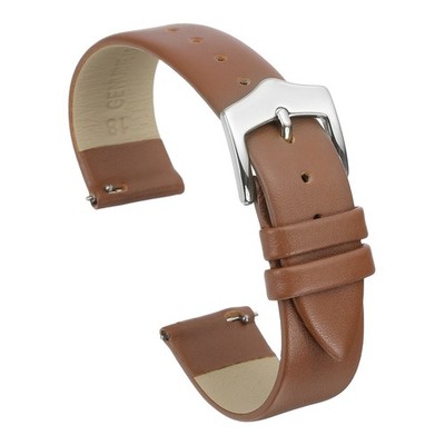 18 mm Echtlederarmband hellbraun mit silberner Schnalle für Damen
