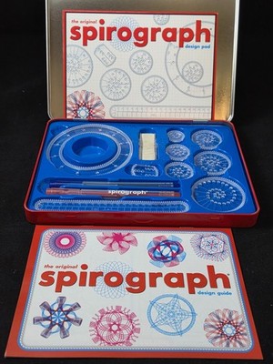 The Original SPIROGRAPH Design Set in a Tin Travel Kit w/ Stencils Pens Guide