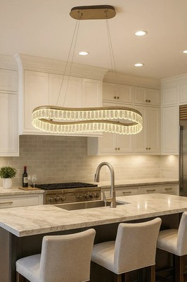 Kristall Gold Kronleuchter Pendelleuchte LED Deckenleuchte oval K9 Luxus Küche Innen