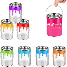 8 PCS Clear Empty Paint Cans with Tinplate Lids, Mini Paint Containers with Port