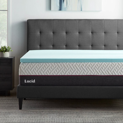Lucid 2'' Cooling Gel with Aloe Plush Memory Foam Twin Mattress Topper Premium