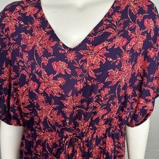 Lands' End Swim Cover-Up Women  s M/L Red Blue Floral RUNS BIG