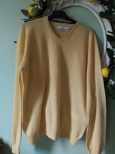 Celio* Pull Homme Cachemire jaune Col V Taille L Manches longues Uni neuf