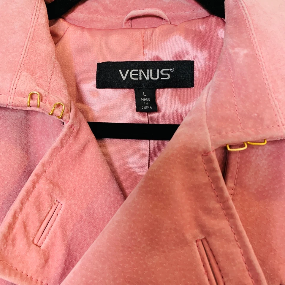 Trench coat vintage Y2K Vênus camurça rosa grande Barbie anos 90 esposa máfia dinheiro antigo - Imagem 4 de 4