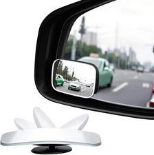 Blind Spot Mirror, Amfor HD Glass Convex Lens Frameless Rectangle, Black 