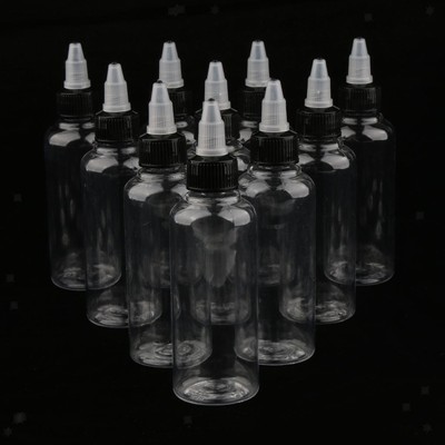 10 Stück leere Plastikflasche mit Deckel runde Spitze Lösungsmittel Öl Flüssigkeiten