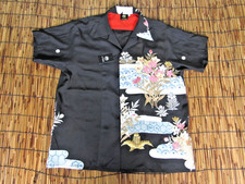 Vintage Kimono Remake Aloha Shirt L Silk Handmade Japan Haori Fabric 779 NEW