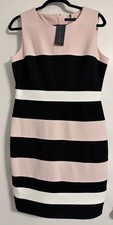 Tommy Hilfiger Women's Dress Striped (black, white, pink) 12 Beautiful Quality