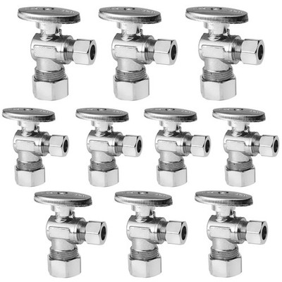 GUOFIS 10 Pack Angle Stop Valve,1/4 Turn Water Shut Off 10Pack, Silver