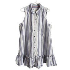 Anthropologie Maeve Stripe Shirt Dress XL Sleeveless Coastal Preppy Tennis Boho