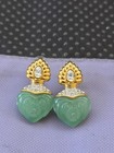 Vintage Nolan Miller Green Jade Color Dangle Earrings Pre Owned Condition
