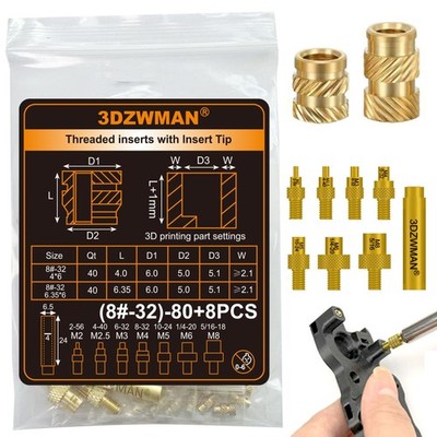 8-32 Threaded Inserts 8-32 +Tips