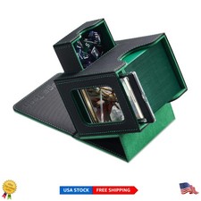 MTG Commander Deck Box - Holds 100 Cards with Dice Tray - Black/Green