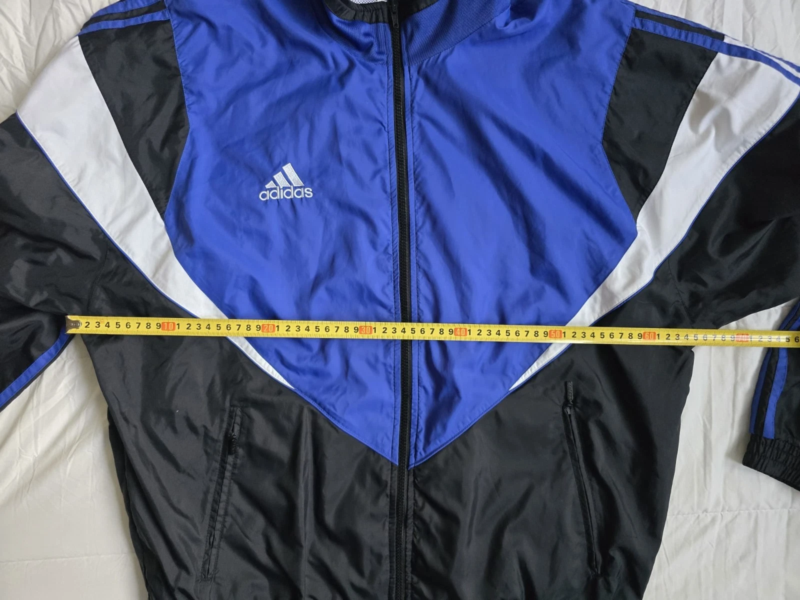Vintage Adidas 1999 Track Jacket Windbreaker Blue Black White Size L 90s image 17