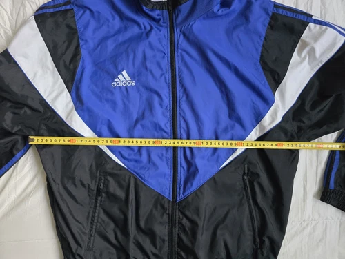 Vintage Adidas 1999 Track Jacket Windbreaker Blue Black White Size L 90s image 17
