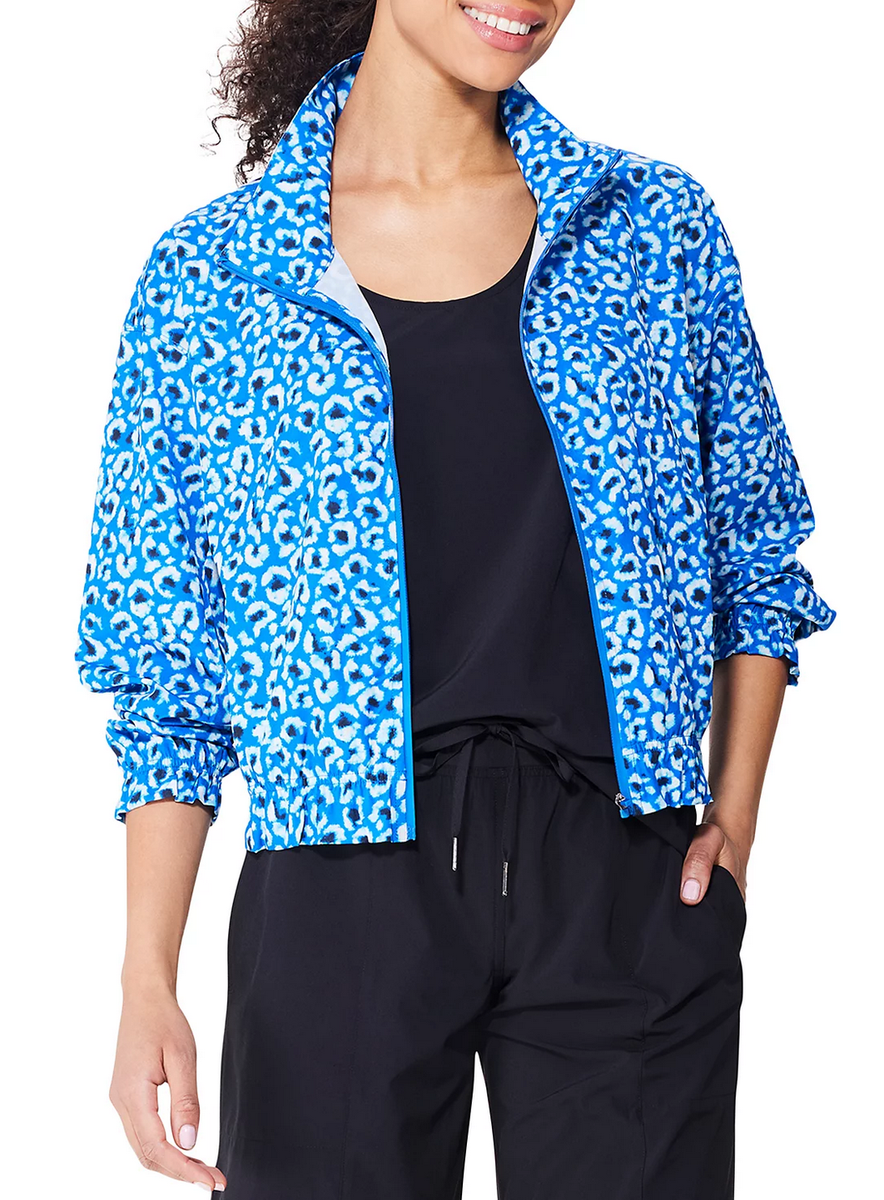 【新品】STATE OF MIND waterproof blouse ブルゾン Nic+Zoe Women Tech Stretch Animal Blues Jacket Blue Multi Size S