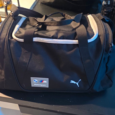 PUMA BMW M Motorsport Black Duffle Bag Zip Closure Adjustable Strap Pockets