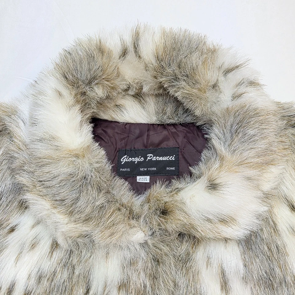 Abrigo Hollywood Glam Giorgio Parnucci Leopardo de las Nieves Imitación Piel Mujer 3X Gris... Foto 4 de 4