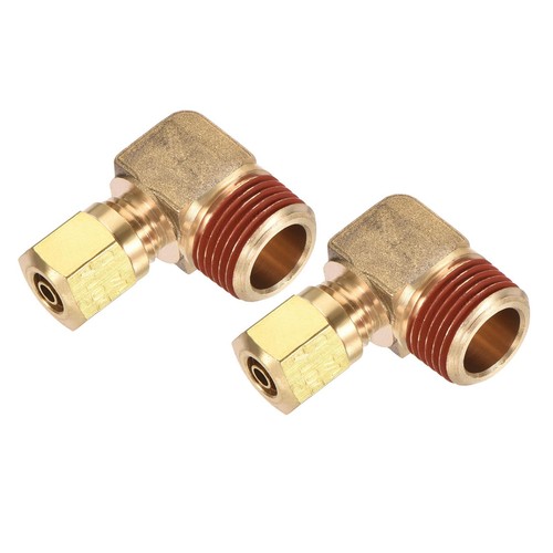 Brass Elbow Compression Tube Fitting 3/8NPT x 1/4" Tube OD Coupling Adapter 2Pcs