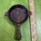 Vintage Wagner Ware Cast Iron Pan Enameled Red Speckled Egg Skillet Spoon Rest