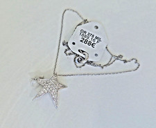 Collier fin or blanc 9 carats neuf Etoile Oxydes de Zirconium femme ado, ras cou