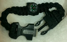 10 9" Black 5in1 Paracord Bracelet Flint Blade Whistle Compass Parachute Cord