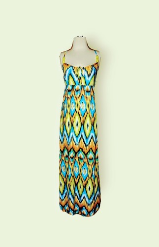 DEREK HEART Maxi Dress Artsy CHUNKY BEADS Hippie B